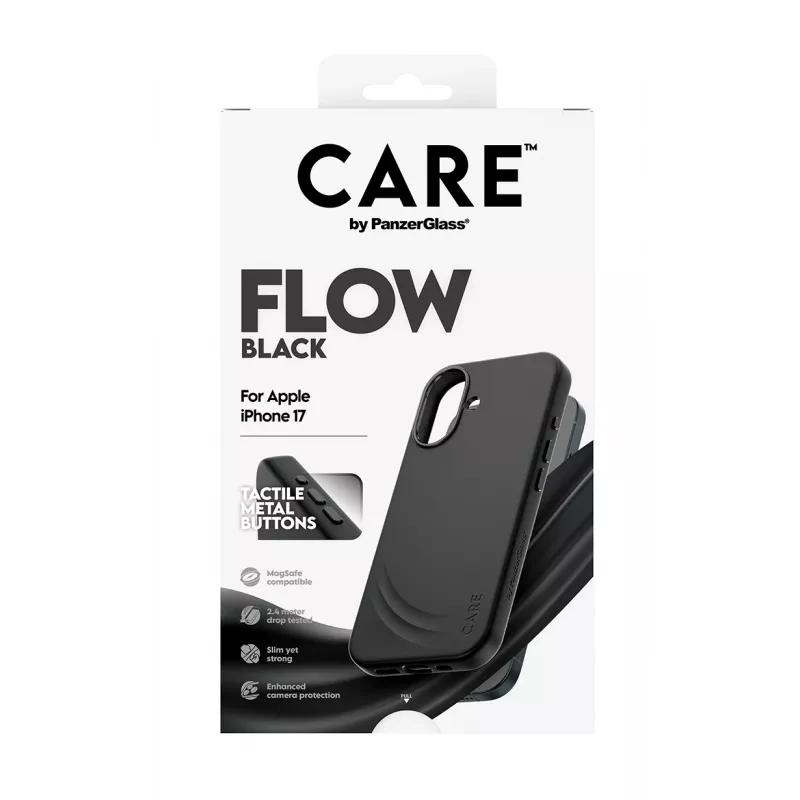 Schutzhülle PanzerGlass CARE Feature FLOW Case Schwarz mit MagSafe für iPhone 17