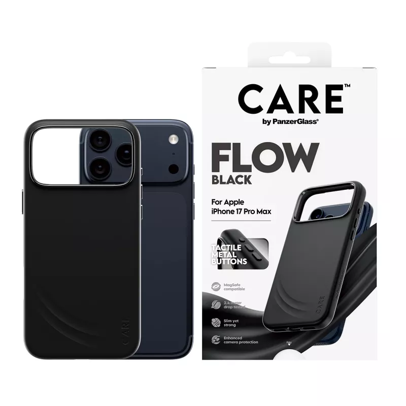 Schutzhülle PanzerGlass CARE by Feature FLOW für iPhone 17 Pro Max, Cover, schwarz, MagSafe-kompatibel