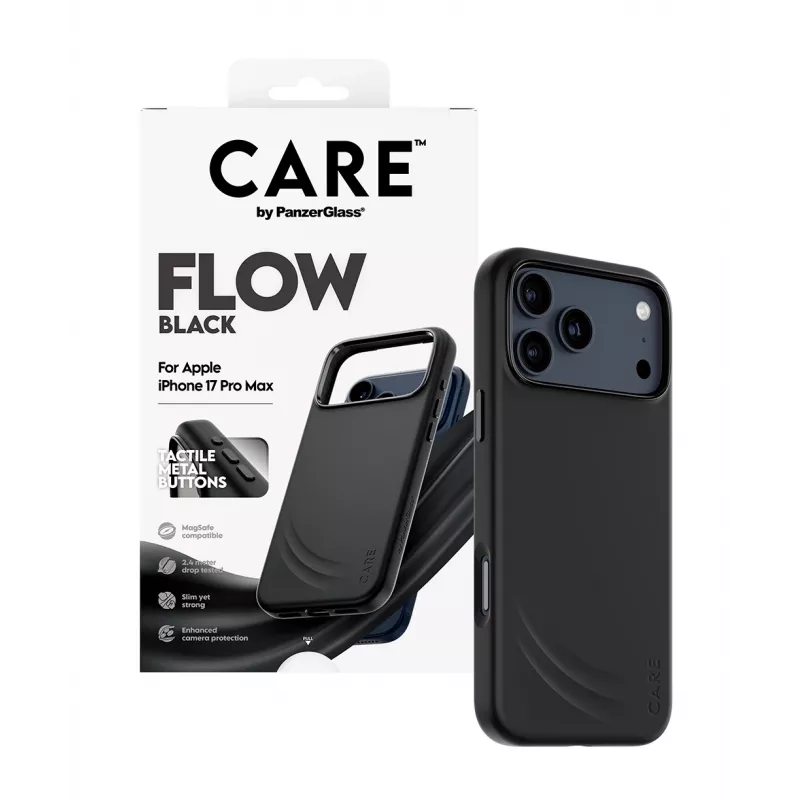 Schutzhülle PanzerGlass CARE by Feature FLOW für iPhone 17 Pro Max, Cover, schwarz, MagSafe-kompatibel