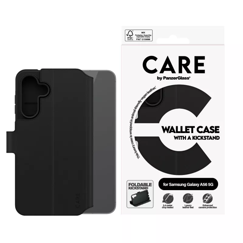 Wallet Case PanzerGlass Samsung Galaxy A56 5G Schwarz mit Kickstand