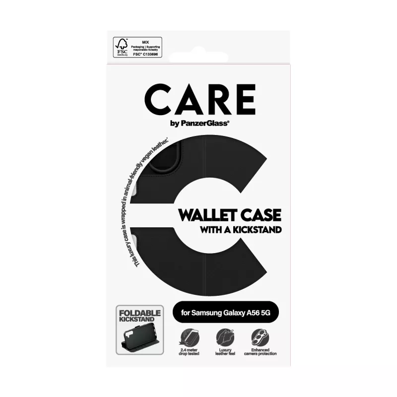 Wallet Case PanzerGlass Samsung Galaxy A56 5G Schwarz mit Kickstand