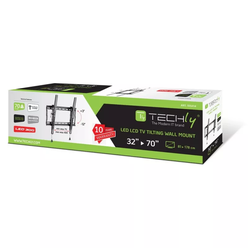 Techly ICA-PLB 59T TV-Wandhalterung/Ständer 177,8 cm (70 Zoll) Schwarz