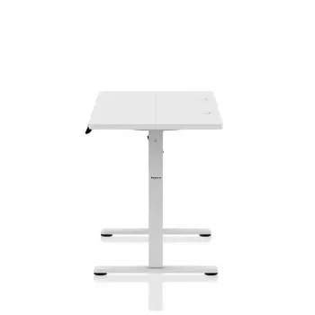 Gaming-Tisch huzaro Hero 8.1 — weißer elektrisch höhenverstellbarer Tisch 120×60 cm, 720–1180 mm, 50 kg Belastbarkeit, Kabelmanagement