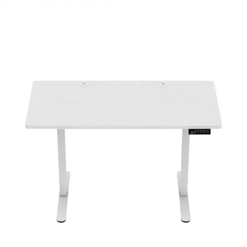Gaming-Tisch huzaro Hero 8.1 — weißer elektrisch höhenverstellbarer Tisch 120×60 cm, 720–1180 mm, 50 kg Belastbarkeit, Kabelmanagement