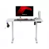 Gaming-Tisch huzaro Hero 8.1 — weißer elektrisch höhenverstellbarer Tisch 120×60 cm, 720–1180 mm, 50 kg Belastbarkeit, Kabelmanagement