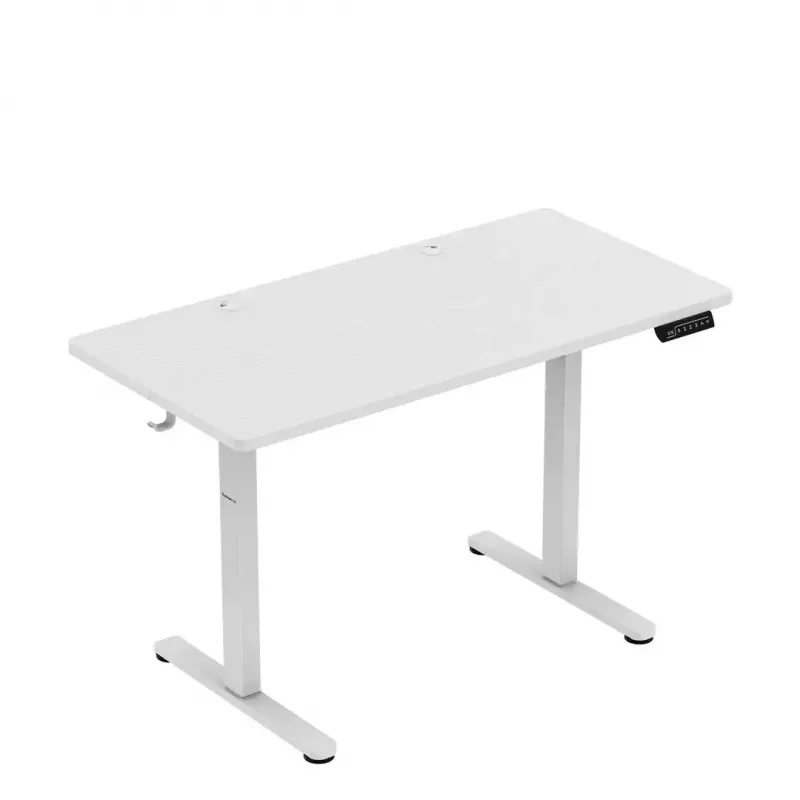 Gaming-Tisch huzaro Hero 8.1 — weißer elektrisch höhenverstellbarer Tisch 120×60 cm, 720–1180 mm, 50 kg Belastbarkeit, Kabelmanagement