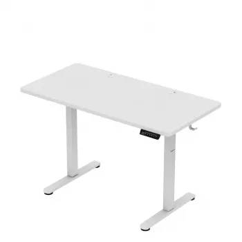 Gaming-Tisch huzaro Hero 8.1 — weißer elektrisch höhenverstellbarer Tisch 120×60 cm, 720–1180 mm, 50 kg Belastbarkeit, Kabelmanagement