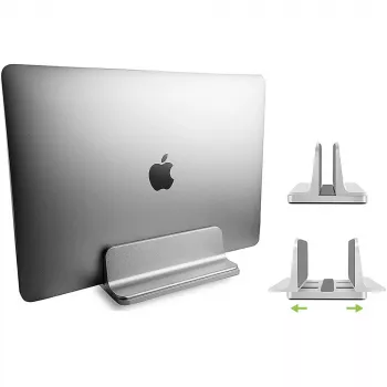 Laptop-Ständer TECHLY Vertikaler Aluminium-Notebook-Ständer Silber für bis zu 17 Zoll (96×150×48 mm, 580 g)