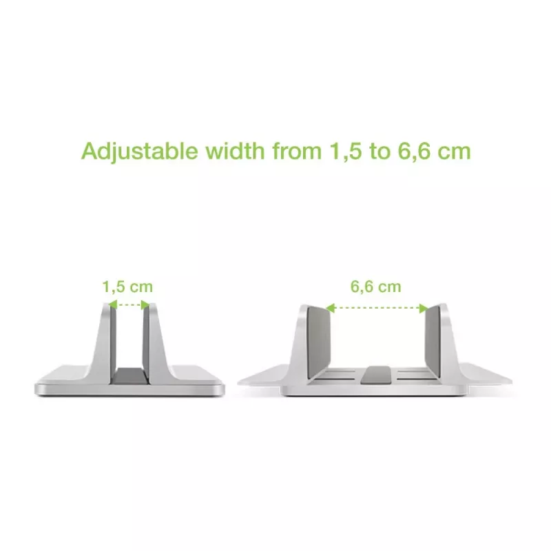 Laptop-Ständer TECHLY Vertikaler Aluminium-Notebook-Ständer Silber für bis zu 17 Zoll (96×150×48 mm, 580 g)