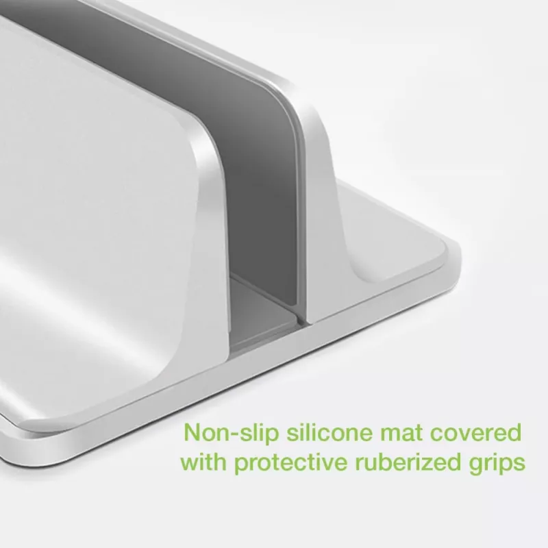 Laptop-Ständer TECHLY Vertikaler Aluminium-Notebook-Ständer Silber für bis zu 17 Zoll (96×150×48 mm, 580 g)