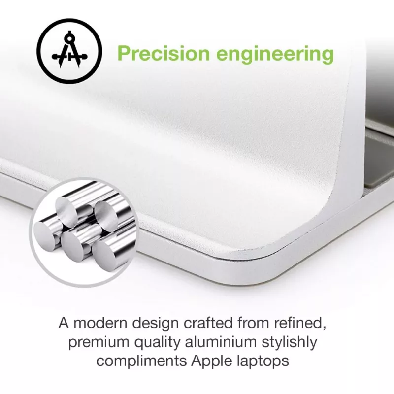 Laptop-Ständer TECHLY Vertikaler Aluminium-Notebook-Ständer Silber für bis zu 17 Zoll (96×150×48 mm, 580 g)