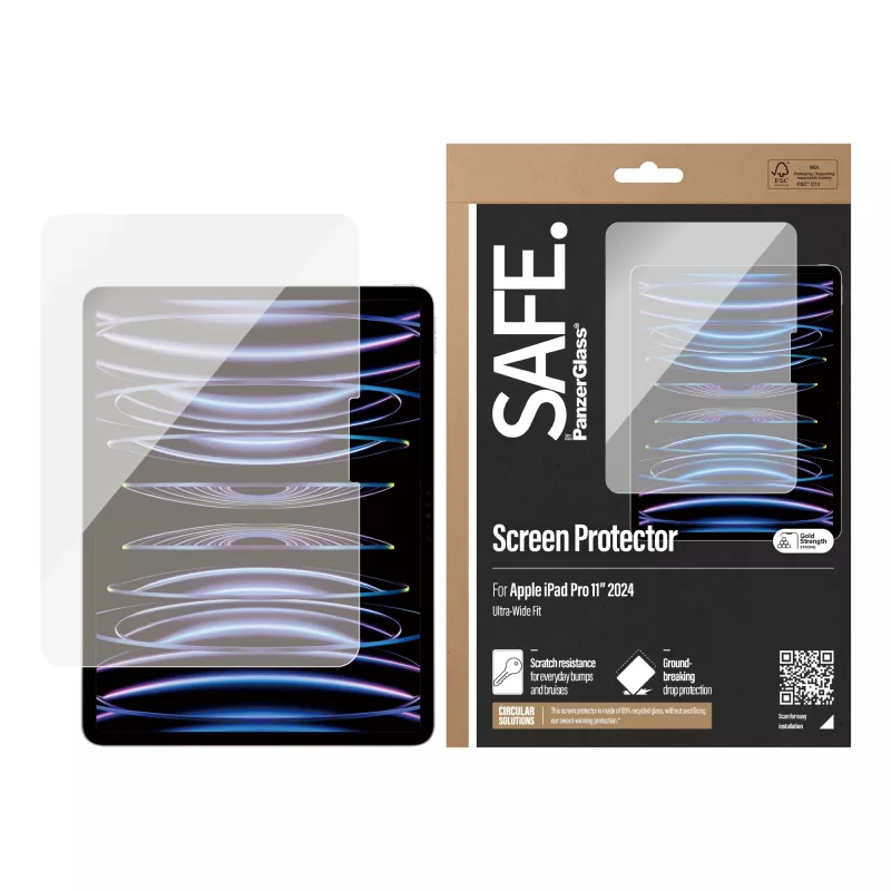 PanzerGlass SAFE. by ® Displayschutzfolie iPad Pro 11'' (2024-2025) | Ultra-Wide Fit