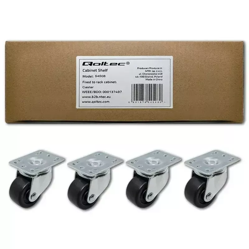 Rollen-Set für Rack QOLTEC 4 Stück ohne Feststellung Modell 54508