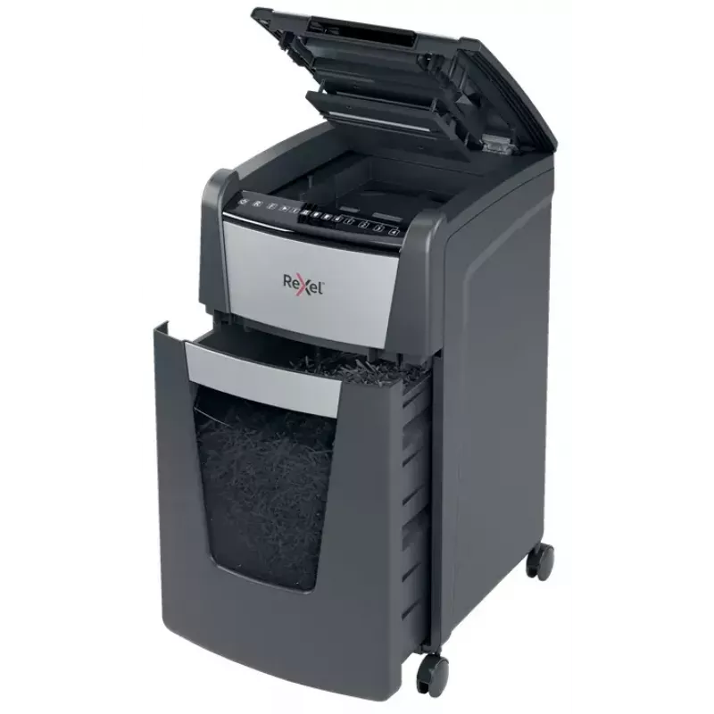 Rexel Optimum Auto+ 300M Papiervernichter Mikroschnitt 55 dB 23 cm Schwarz, Grau