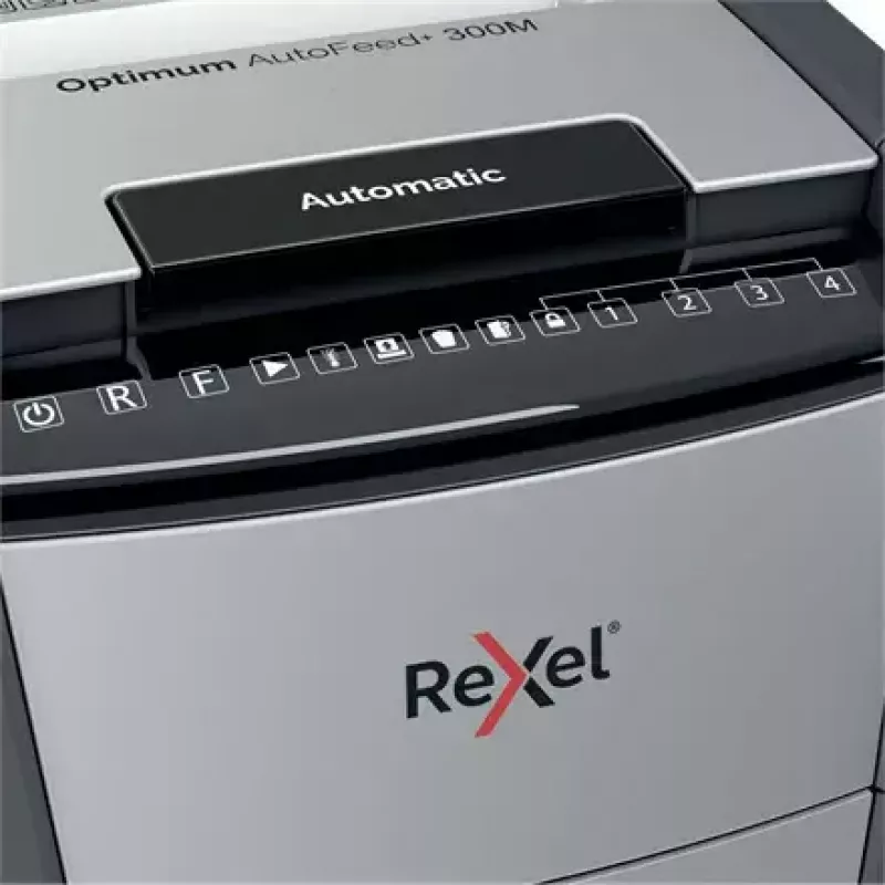 Rexel Optimum Auto+ 300M Papiervernichter Mikroschnitt 55 dB 23 cm Schwarz, Grau