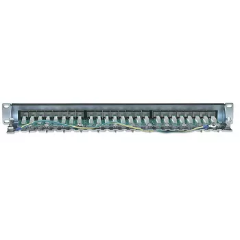 Intellinet Patch Panel, Cat6, FTP, 24-Port, 1U, geschirmt, 90° Top-Entry LSA-Leisten, Schwarz
