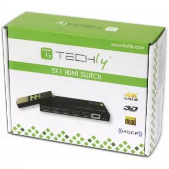Techly 5 IN 1 OUT HDMI Switch mit Fernbedienung, 4Kx2K, 3D IDATA HDMI-4K51