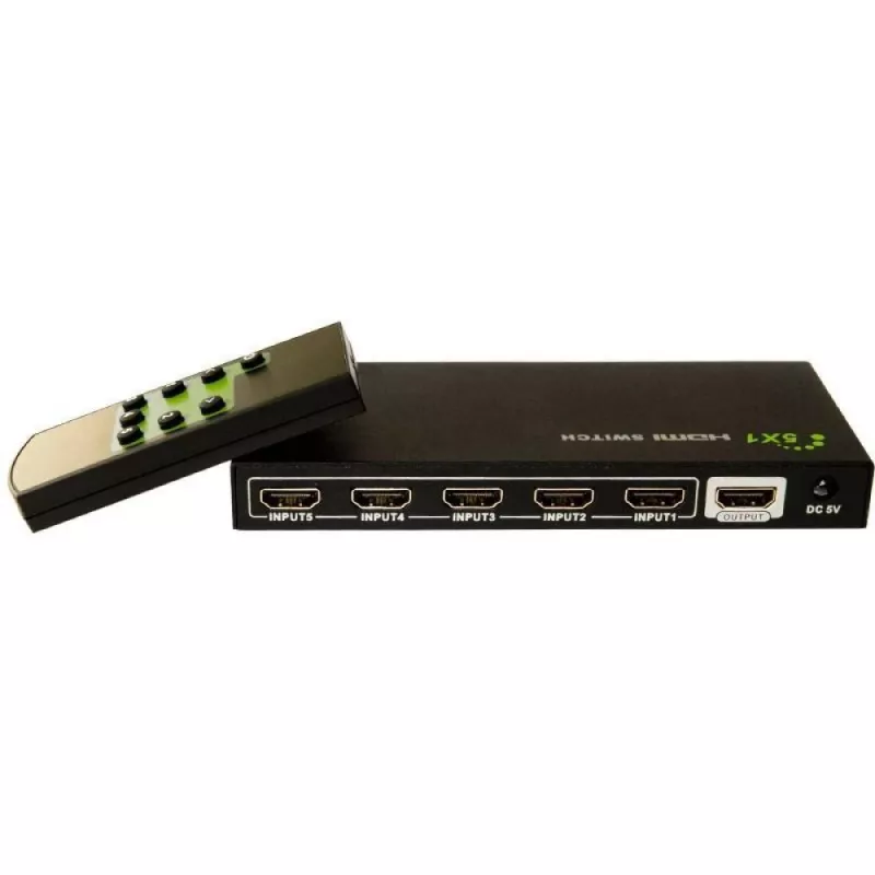 Techly 5 IN 1 OUT HDMI Switch mit Fernbedienung, 4Kx2K, 3D IDATA HDMI-4K51