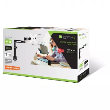 Techly 13-27 Zoll Tischständer für Monitor Langer Arm Neigbar ICA-LCD 502BK