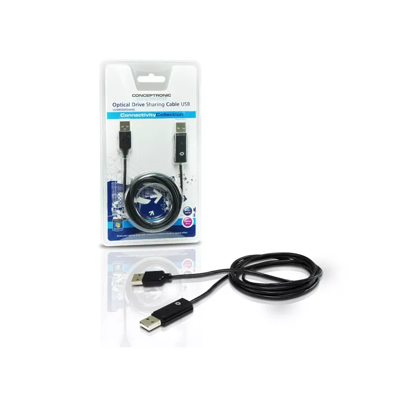 Conceptronic Optical Drive Sharing Kabel USB, 1,8 m, Schwarz, USB A, USB A, Male/Male, 20 g