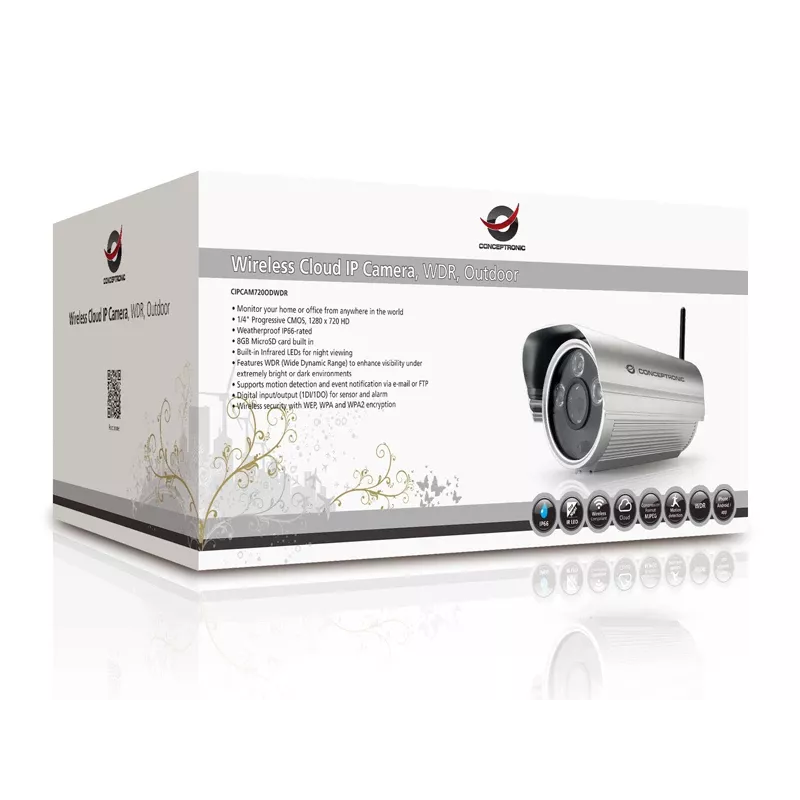 Conceptronic Wireless Cloud IP-Kamera, WDR, Outdoor, Bullet, China, 100 mm, 247 mm, 95 mm, 1,13 kg
