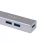 Equip USB-C auf 4-Port USB 3.0 Hub, USB 3.2 Gen 1 (3.1 Gen 1) Type-C, USB 3.2 Gen 1 (3.1 Gen 1) Type-A, 5000 Mbit/s, Silber, Aluminium, Windows 10, Windows 7, Windows 8