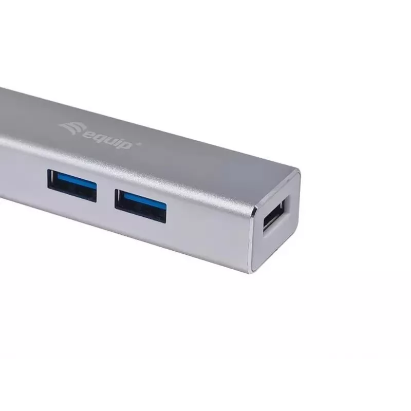 Equip USB-C auf 4-Port USB 3.0 Hub, USB 3.2 Gen 1 (3.1 Gen 1) Type-C, USB 3.2 Gen 1 (3.1 Gen 1) Type-A, 5000 Mbit/s, Silber, Aluminium, Windows 10, Windows 7, Windows 8