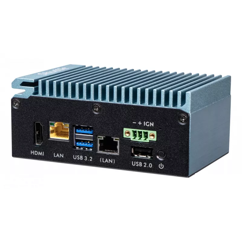 Shuttle Edge PC SPCEL02, Intel Celeron J6412, 1x HDMI, 2x 2.5G LAN, 1x COM, DIO (4x in, 4x out), 3x USB, 2x M.2, 12-24V, 24/7-Dauerbetrieb, lüfterlos, inkl. VESA- & DIN-Schienenhalterung