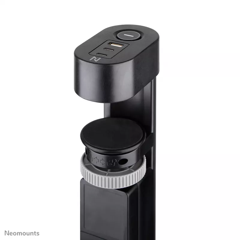 Neomounts DS22-840BL6 Tischsteckdose mit Klemme und USB-C- sowie USB-A-Anschlüssen – Schnellladung