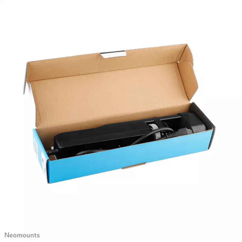 Neomounts DS22-840BL6 Tischsteckdose mit Klemme und USB-C- sowie USB-A-Anschlüssen – Schnellladung