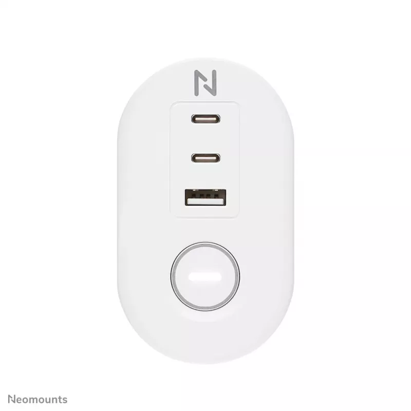 Neomounts DS22-840WH6 Schreibtischsteckdose mit Klemme und USB-C- und USB-A-Anschlüssen – Schnellladung