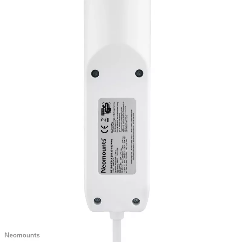 Neomounts DS22-840WH6 Schreibtischsteckdose mit Klemme und USB-C- und USB-A-Anschlüssen – Schnellladung