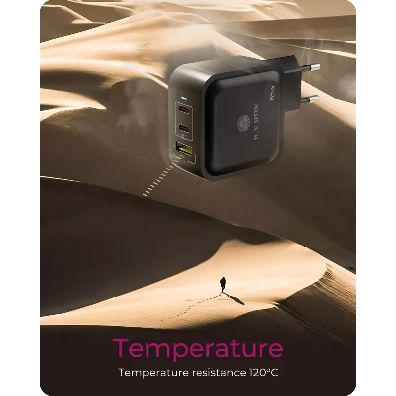Ladegerät Indoor ICY BOX IB-PS1030-PD Universal Schwarz Schnellladung
