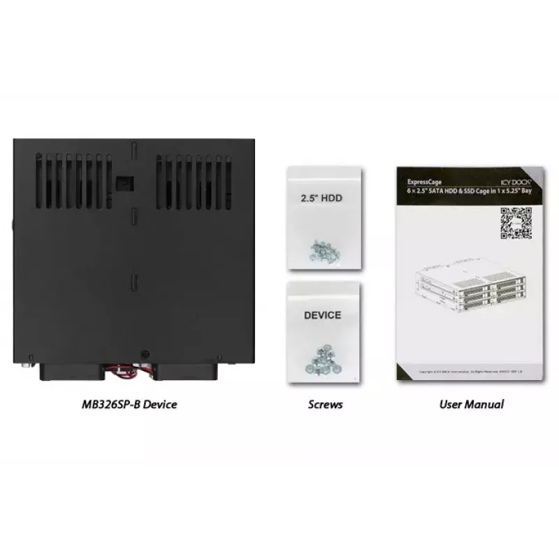 Disk Array Icy Dock MB326SP-B 0 TB Rack 1U Schwarz