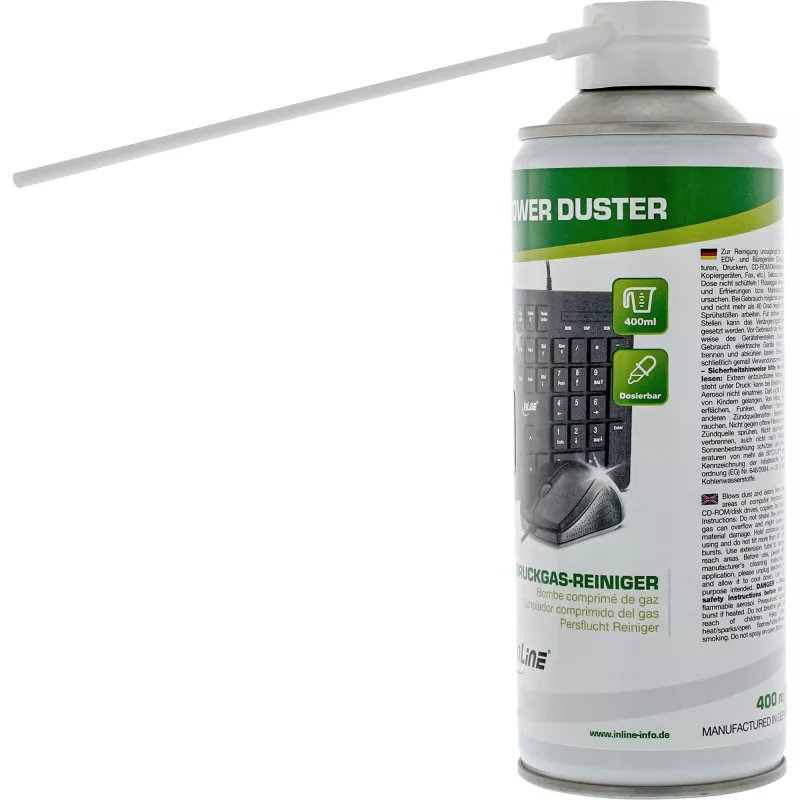 Druckluftreiniger-Spraydose 400 ml — InLine, Hochdruck für IT-, Server- und PC-Wartung
