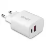 Indoor-Ladegerät Lindy 73413 — universeller AC 100–240 V, Ausgang 12 V 3 A, USB-A + USB-C, weiß