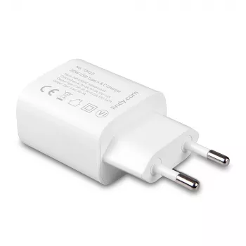 Indoor-Ladegerät Lindy 73413 — universeller AC 100–240 V, Ausgang 12 V 3 A, USB-A + USB-C, weiß