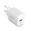 Indoor-Ladegerät Lindy 73413 — universeller AC 100–240 V, Ausgang 12 V 3 A, USB-A + USB-C, weiß