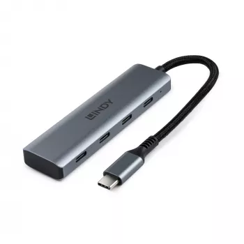 Lindy 43414 4-Port USB 3.2 Gen 2 Typ-C Hub, 4x USB-C, Desktop