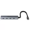Lindy 4 Port USB 3.2 Gen 2 Typ C Hub, USB 3.2 Gen 2 (3.1 Gen 2) Typ-C, USB 3.2 Gen 2 (3.1 Gen 2) Typ-C, 10000 Mbit/s, Grau, Aluminium, Kunststoff, Rundkabel