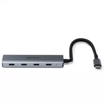 Lindy 43414 4-Port USB 3.2 Gen 2 Typ-C Hub, 4x USB-C, Desktop