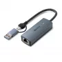 Lindy USB 3.2 Gen 1 zu 5G Ethernet Konverter, USB 3.2 Gen 2 (3.1 Gen 2) Typ-C, 5000 Mbit/s, Grau, Aluminium, Kunststoff, Rundkabel, 0,15 m