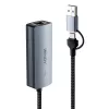 Lindy USB 3.2 Gen 1 zu 5G Ethernet Konverter, USB 3.2 Gen 2 (3.1 Gen 2) Typ-C, 5000 Mbit/s, Grau, Aluminium, Kunststoff, Rundkabel, 0,15 m