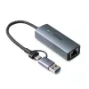 Lindy USB 3.2 Gen 1 zu 5G Ethernet Konverter, USB 3.2 Gen 2 (3.1 Gen 2) Typ-C, 5000 Mbit/s, Grau, Aluminium, Kunststoff, Rundkabel, 0,15 m