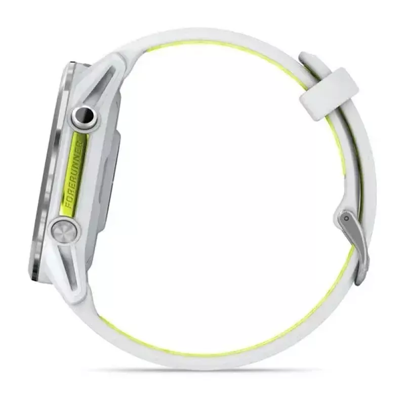 Smartwatch IFIT ICON Forerunner 970 — 1,4 Zoll (3,56 cm) AMOLED 454×454, GPS, Wi‑Fi, Titangehäuse, Silikonarmband (Weiß/Gelb), 56 g