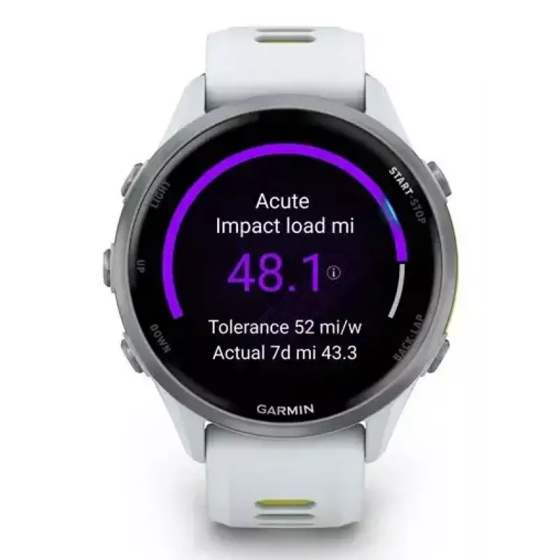 Smartwatch IFIT ICON Forerunner 970 — 1,4 Zoll (3,56 cm) AMOLED 454×454, GPS, Wi‑Fi, Titangehäuse, Silikonarmband (Weiß/Gelb), 56 g