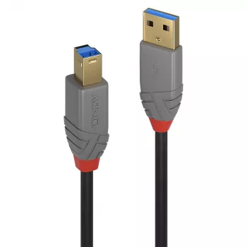Lindy 2m USB 3.2 Typ A auf B Kabel, 5Gbps, Anthra Line