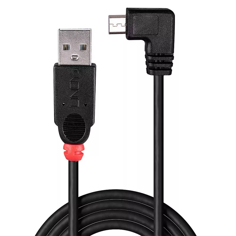 Lindy 1m USB 2.0 Kabel - Typ A auf Micro-B Kabel, 90 Grad abgewinkelt