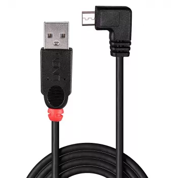 Lindy 2m USB 2.0 Kabel – Typ A auf Micro-B Kabel, 90° abgewinkelt
