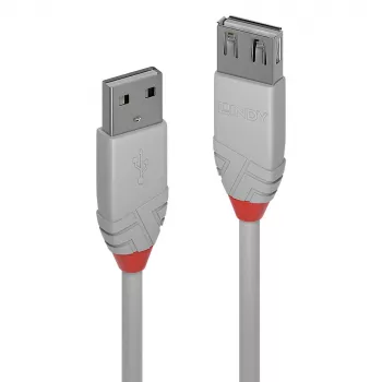 Lindy 5m USB 2.0 Typ A Verlängerungskabel, Anthra Line, Grau